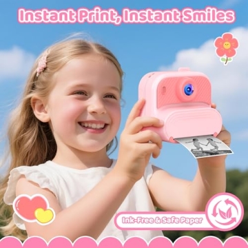 Kids Camera Instant Print: 1080P HD Digital Camera for Kids - Girls for Age 3-12 - Toddler Cameras T...