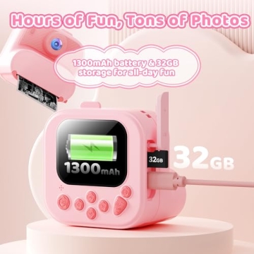 Kids Camera Instant Print Fun for Ages 3-12 - Pink Gift