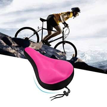 Micnaron Bike Saddle Cover/Bicycle Seat Cover, Unisex Comfortable Silicone&Memory Foam Padded Soft Gel Relief Cycling Bicycle Bike Saddle Seat Cushion Pad Cover for Mountain/Road Biking&Ride