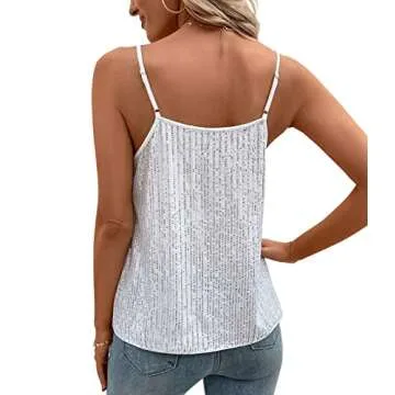 Concert Outfits for Women Rock Outfit Silver Sequin top for Women Glitter top Bejeweled Silver Tank ...