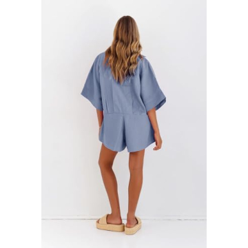 MINSURE Women Summer Blue Romper - Comfortable Loose Fit Jumpsuit