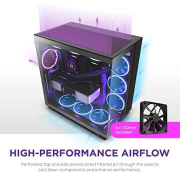 NZXT H9 Flow Mid-Tower Gaming Case - High Airflow & Glass Panels