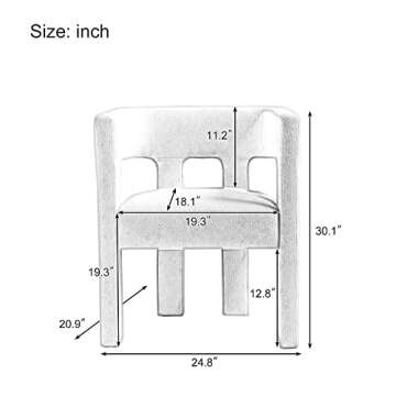 LUMISOL Modern Boucle Accent Chair with Solid Wood Legs, Linen Upholstered Boucle Dining Chair, Barrel Chair for Living Room, Dining Room, Fully Assembled (Gray)
