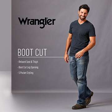 Wrangler Authentics Men's Relaxed Fit Boot Cut Jean, Riptide, 36W x 32L
