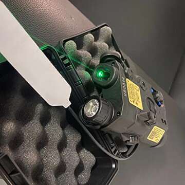 LThyzszb Airsoft PEQ Box PEQ 15 Visable Green Laser Sight & IR Laser & LED Flashlight with Strobe 300 Lumens for Airsoft AEG (Black)