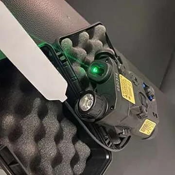 LThyzszb Airsoft PEQ Box PEQ 15 Visable Green Laser Sight & IR Laser & LED Flashlight with Strobe 300 Lumens for Airsoft AEG (Black)