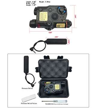 LThyzszb Airsoft PEQ Box PEQ 15 Visable Green Laser Sight & IR Laser & LED Flashlight with Strobe 300 Lumens for Airsoft AEG (Black)