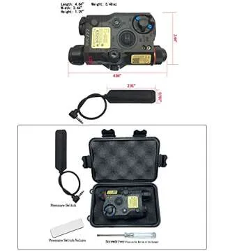 LThyzszb Airsoft PEQ Box PEQ 15 Visable Green Laser Sight & IR Laser & LED Flashlight with Strobe 300 Lumens for Airsoft AEG (Black)