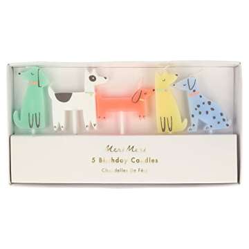 Meri Meri Dog Candles (Pack of 5) - Bright & Fun Birthday Decor