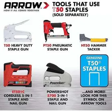 Arrow T50 Staples 9/16" 1250 Count - Durable & Versatile