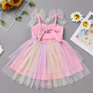 1st Birthday Girl Outfit Baby Floral Pink Tutu Dress Self-tie Rose Flower Tulle Dress Summer Tea Party Photo Shoot Outfits