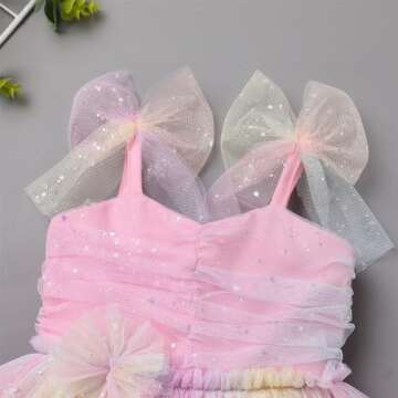 1st Birthday Girl Outfit Baby Floral Pink Tutu Dress Self-tie Rose Flower Tulle Dress Summer Tea Party Photo Shoot Outfits