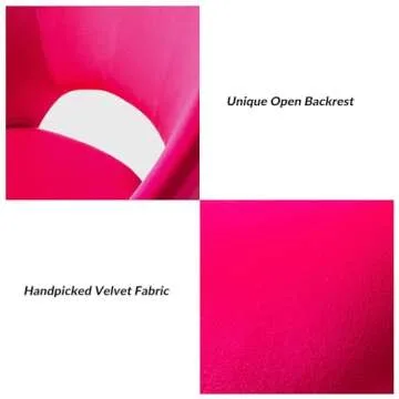 TINA'S HOME Modern Velvet Office Chair with with Adjustable Swivel, Comfy Upholstered Desk Chair with Open Back, Small Cute Chair for Living Room Study Vanity, Fuchsia