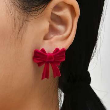 Bow Pink Earrings for Women Trendy Prom Silver Earrings Rhinestone Pearl Earring Dangle Jewelry Valentines Day Outfit