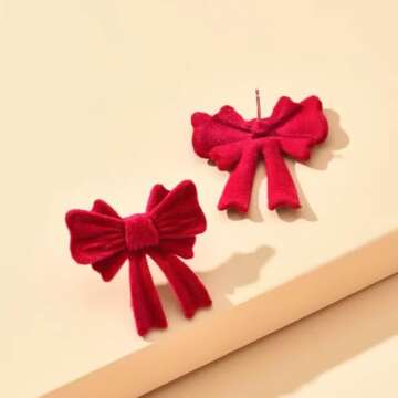 Bow Pink Earrings for Women Trendy Prom Silver Earrings Rhinestone Pearl Earring Dangle Jewelry Valentines Day Outfit