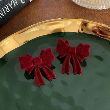 Bow Pink Earrings for Women Trendy Prom Silver Earrings Rhinestone Pearl Earring Dangle Jewelry Valentines Day Outfit