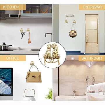 JruiZhp Coat Hooks for Wall,Animal Decoration Wall Hooks Retro Double Hooks, 2Pcs Utility Hooks for Hanging Coat, Scarf, Key, Towel, Bags, Cup, Hat (Tiger)