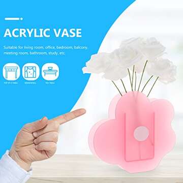 Acrylic Cloud Shaped Flower Vase Make Up Brush Pen Holder Elegant Modern Contemporary Design Vase for Home Office Wedding Decor (Frosted)