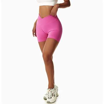 Vertvie Women's Workout Gym Shorts Booty V Cross Spandex Yoga Biker Shorts Scrunch Butt High Waisted Athletic Leggings (Rose,Large)
