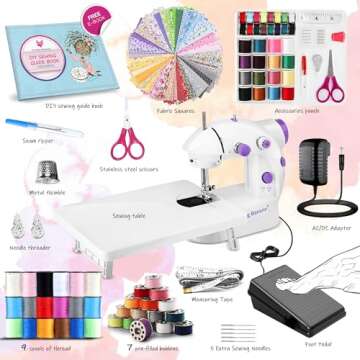 Mini Sewing Machine for Beginners - Easy Automatic Sewing Machine with Extension Table, Portable Sew...