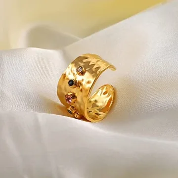 Stylish ALFAAL Gold Plated Adjustable Ring for Women