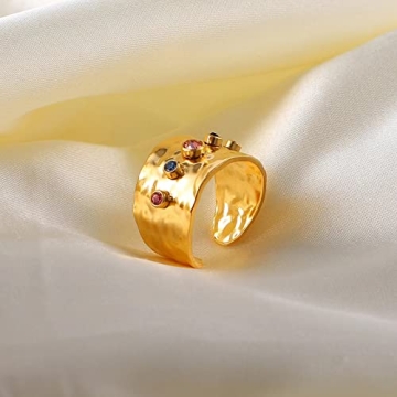 Stylish ALFAAL Gold Plated Adjustable Ring for Women