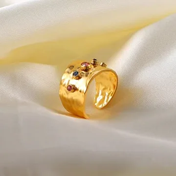 Stylish ALFAAL Gold Plated Adjustable Ring for Women