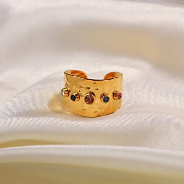 Stylish ALFAAL Gold Plated Adjustable Ring for Women