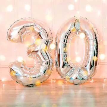 16" Silver 0-9 Number Balloons for All Occasions
