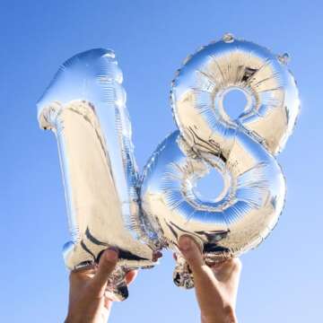 16" Silver 0-9 Number Balloons Foil Balloons Mylar Balloons for Party Decorations Party Supplies