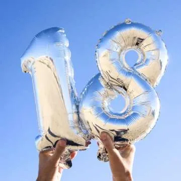 16" Silver 0-9 Number Balloons for All Occasions