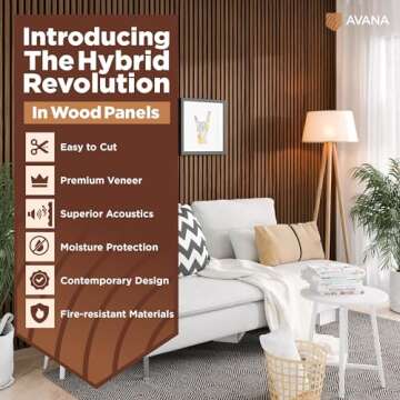 Avana Acoustic Wood Wall Panels – 94.4 x 12.6 Inch Rustic Walnut Acoustic Panels 2 PCs – Wall Pa...