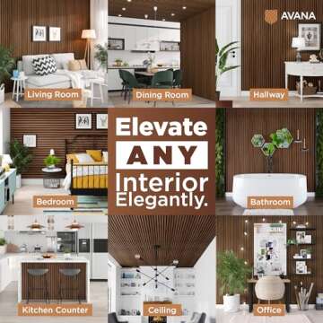 Avana Acoustic Wood Wall Panels – 94.4 x 12.6 Inch Rustic Walnut Acoustic Panels 2 PCs – Wall Panels For Interior Wall Decor For Homes, Offices, Studios – Sturdy and Durable Wood Panels For Wall