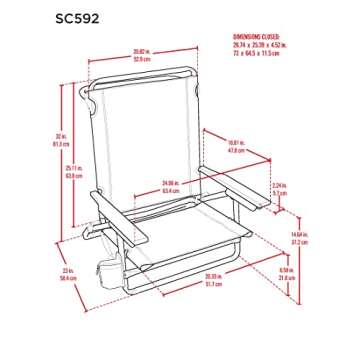 Tommy Bahama 5-Position Classic Lay Flat Folding Backpack Beach Chair, Polyester, Navy