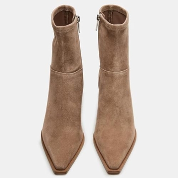 Goiphrri Brown Ankle Boots for Women Stiletto High Heel Boots Pointed Toe Short Boots Side Zipper Dress Boots Elastic Fashion Trendy Boots Size 7.5