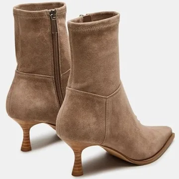 Goiphrri Brown Ankle Boots for Women Stiletto High Heel Boots Pointed Toe Short Boots Side Zipper Dress Boots Elastic Fashion Trendy Boots Size 7.5