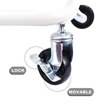 Melody House 2-Tier Metal Utility Rolling Cart Storage Side End Table with Cover Board for Office Home Kitchen Organization, Cream White