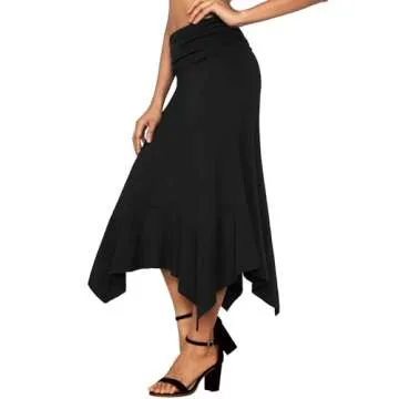 Flowy Handkerchief Hemline Midi Skirt for Women
