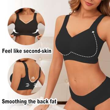 PoseFree Womens Bras No Underwire Full Support Back Fat Smoothing Bralette Wireless Push Up Plus Siz...