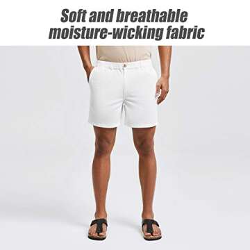 maamgic Men's Classic-fit 5.5" Cotton Casual Shorts Elastic Waistband with Multi-Pocket Daily Wear W...
