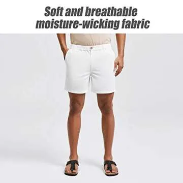 maamgic Men's Classic-fit 5.5" Cotton Casual Shorts Elastic Waistband with Multi-Pocket Daily Wear W...