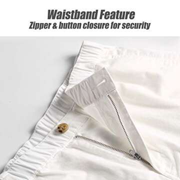 maamgic Men's Classic-fit 5.5" Cotton Casual Shorts Elastic Waistband with Multi-Pocket Daily Wear Walking Summer Outfit White 32