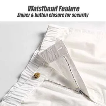 maamgic Men's Classic-fit 5.5" Cotton Casual Shorts Elastic Waistband with Multi-Pocket Daily Wear Walking Summer Outfit White 32