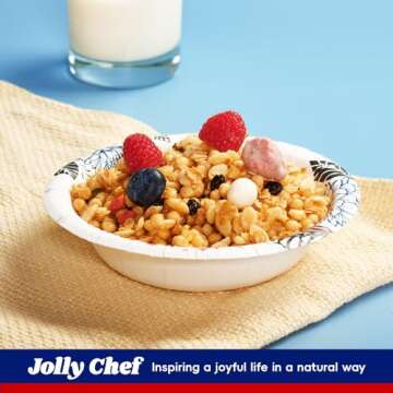 JOLLY CHEF 156 Count Paper Bowls 12 oz Soak Proof and Cut Proof Microwave Safe Heavy Duty Flower Printed Disposable Bowls for Dinner or Lunch