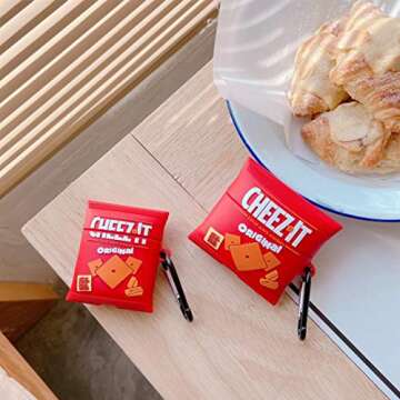 Joyleop Cheez Cookie Case for Airpods Pro 2019/Pro 2 Gen 2022, Cute Cartoon Fun Funny 3D Kids Girls Teen Boys Cover, Kawaii Food Stylish Soft Silicone Character Trendy Air pods Cases for Airpod Pro