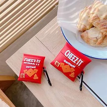 Joyleop Cheez Cookie Case for Airpods Pro 2019/Pro 2 Gen 2022, Cute Cartoon Fun Funny 3D Kids Girls Teen Boys Cover, Kawaii Food Stylish Soft Silicone Character Trendy Air pods Cases for Airpod Pro