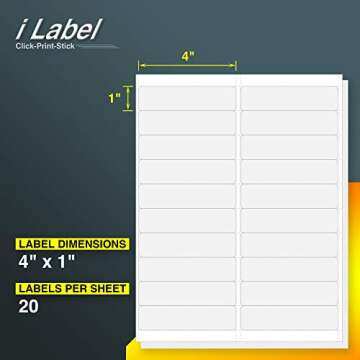 20UP 4" x 1" Address, Mailing & Barcode Labels - 2000 Pack