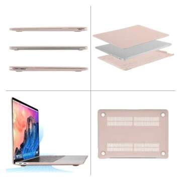 MOSISO Compatible with MacBook Air 13 inch Case 2022, 2021-2018 Release A2337 M1 A2179 A1932, Plastic Hard Shell&Keyboard Cover&Screen Film&Storage Bag for MacBook Air 13.3 inch Case, Camel