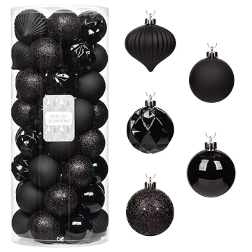 Shatterproof Christmas Tree Ornament Set - 50 New Black Balls