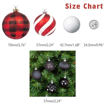 Shatterproof Christmas Tree Ornament Set - 50 New Black Balls